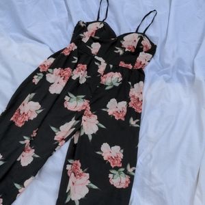 Band Of gypsies black and pink floral romper